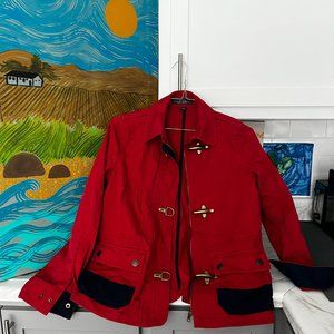 Vintage Lauren Ralph Lauren Red Canvas Field Metal Toggle Jacket. SMALL